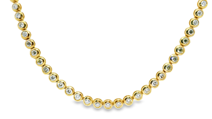 9.95CT Diamond Bezel Tennis Necklace 14K Yellow Gold