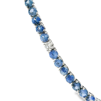 2.85CT Diamond 24.25CT Blue Sapphire Tennis Necklace 14k White Gold