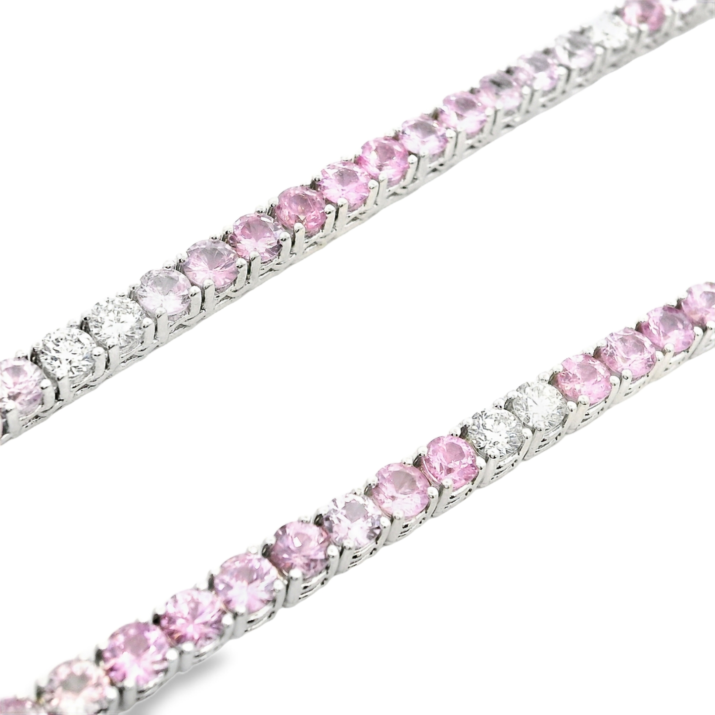 1.34CT Diamond 17.44CT Pink Sapphire Tennis Necklace 14k White Gold