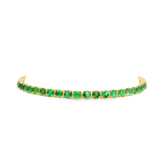 5.69CT Emerald Tennis Bracelet 14k Yellow Gold