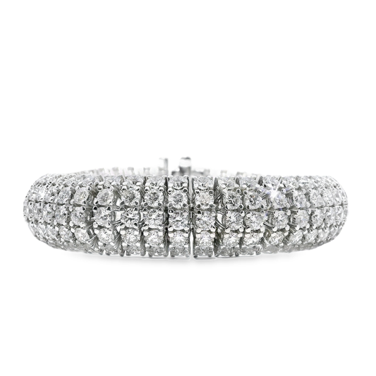 32.03CT Diamond 5 Row Tennis Bracelet 14k White Gold