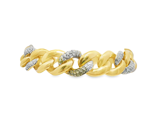 2.45CT Diamond Chain Link Bracelet 14k Yellow Gold