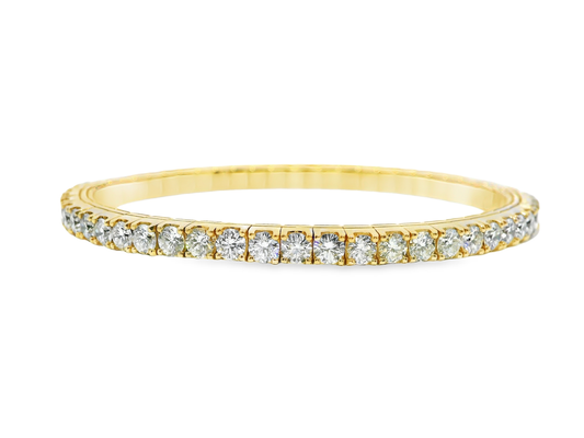 7.66CT Lab Diamond Stretch Bangle 14k Yellow Gold