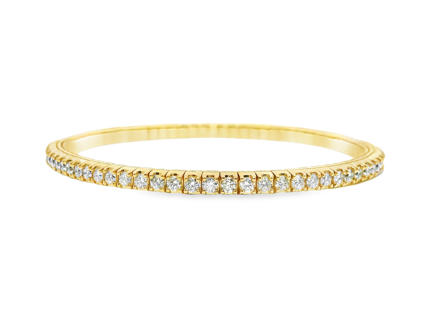 3.78ct Lab Diamond Stretch Bangle 14k Yellow Gold