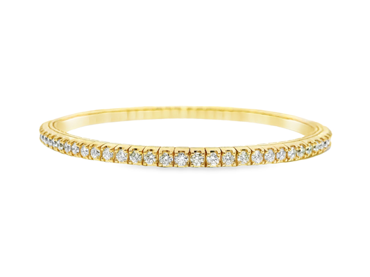 3.78ct Lab Diamond Stretch Bangle 14k Yellow Gold