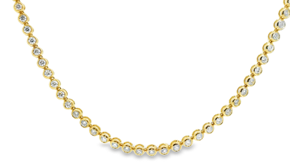 7.20CT Diamond Bezel Tennis Necklace 14k Yellow Gold