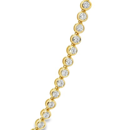 7.20CT Diamond Bezel Tennis Necklace 14k Yellow Gold