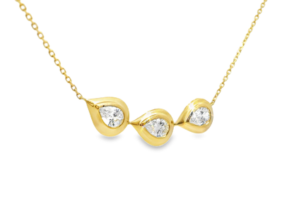 1.64CT Lab Diamond  Triple Pear Pendant 14k Yellow Gold
