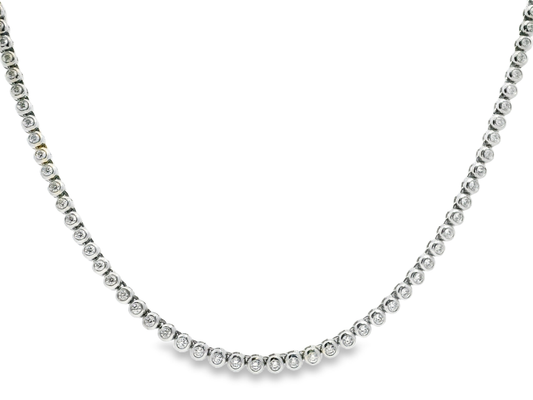 3.46CT Diamond  Tennis Necklace 14k White Gold