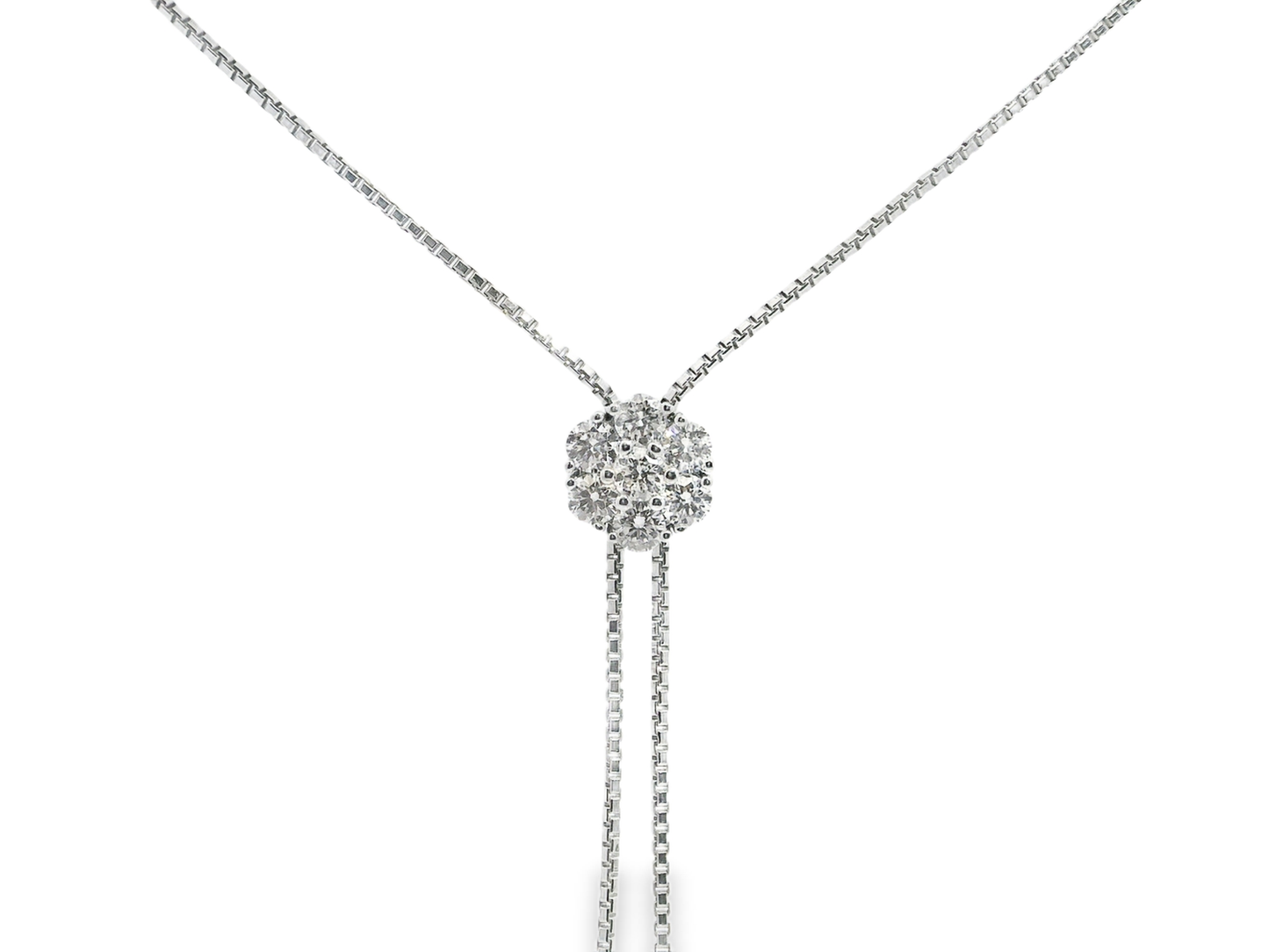 1.23CT  Diamond Flower Lariat Pendant 14k White Gold