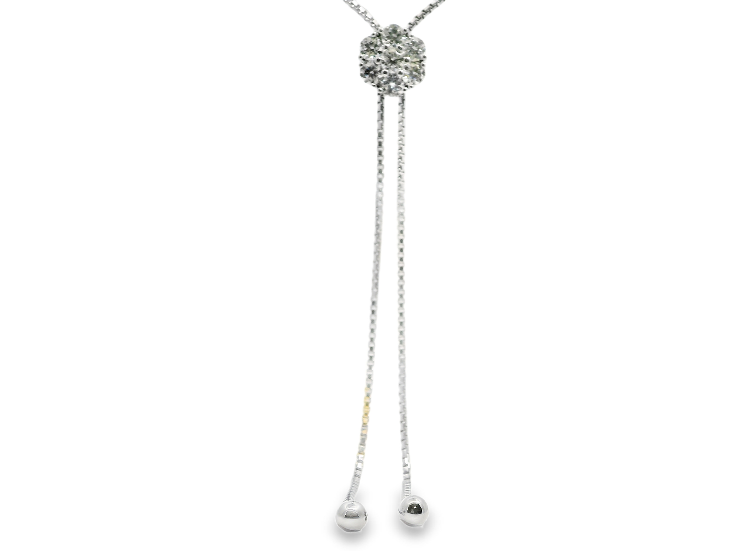 1.23CT  Diamond Flower Lariat Pendant 14k White Gold