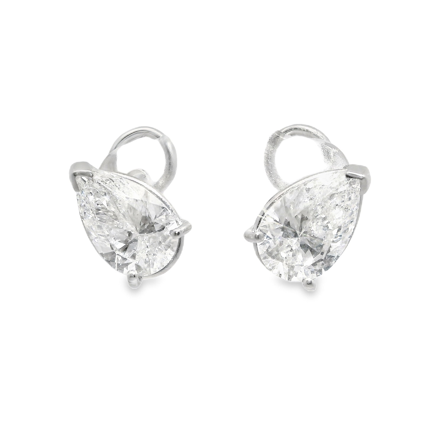 5.10CT Pear Shape Stud Earring 14k White Gold