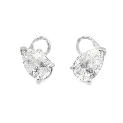 5.10CT Pear Shape Stud Earring 14k White Gold