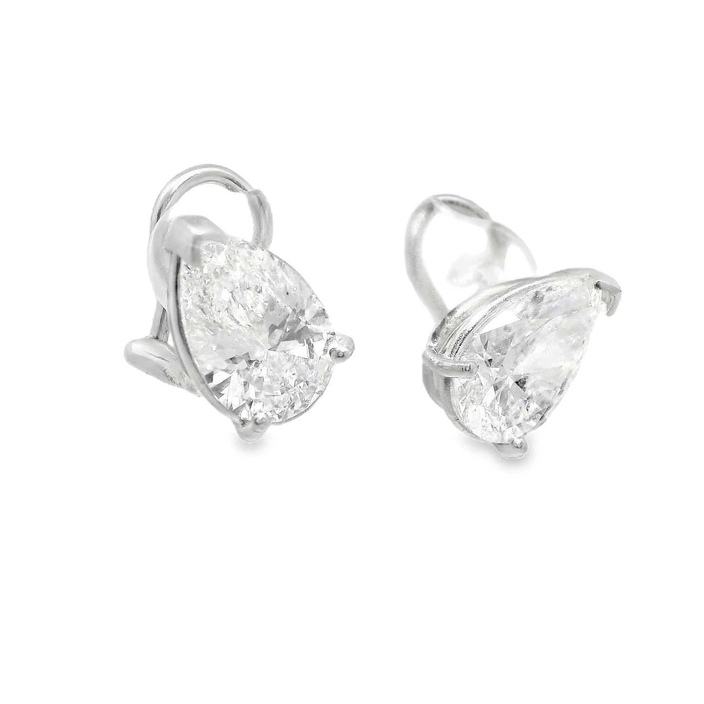 5.10CT Pear Shape Stud Earring 14k White Gold