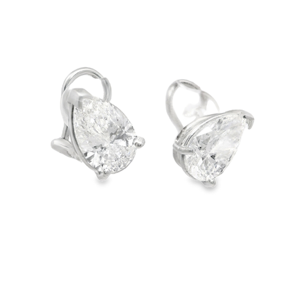 5.10CT Pear Shape Stud Earring 14k White Gold