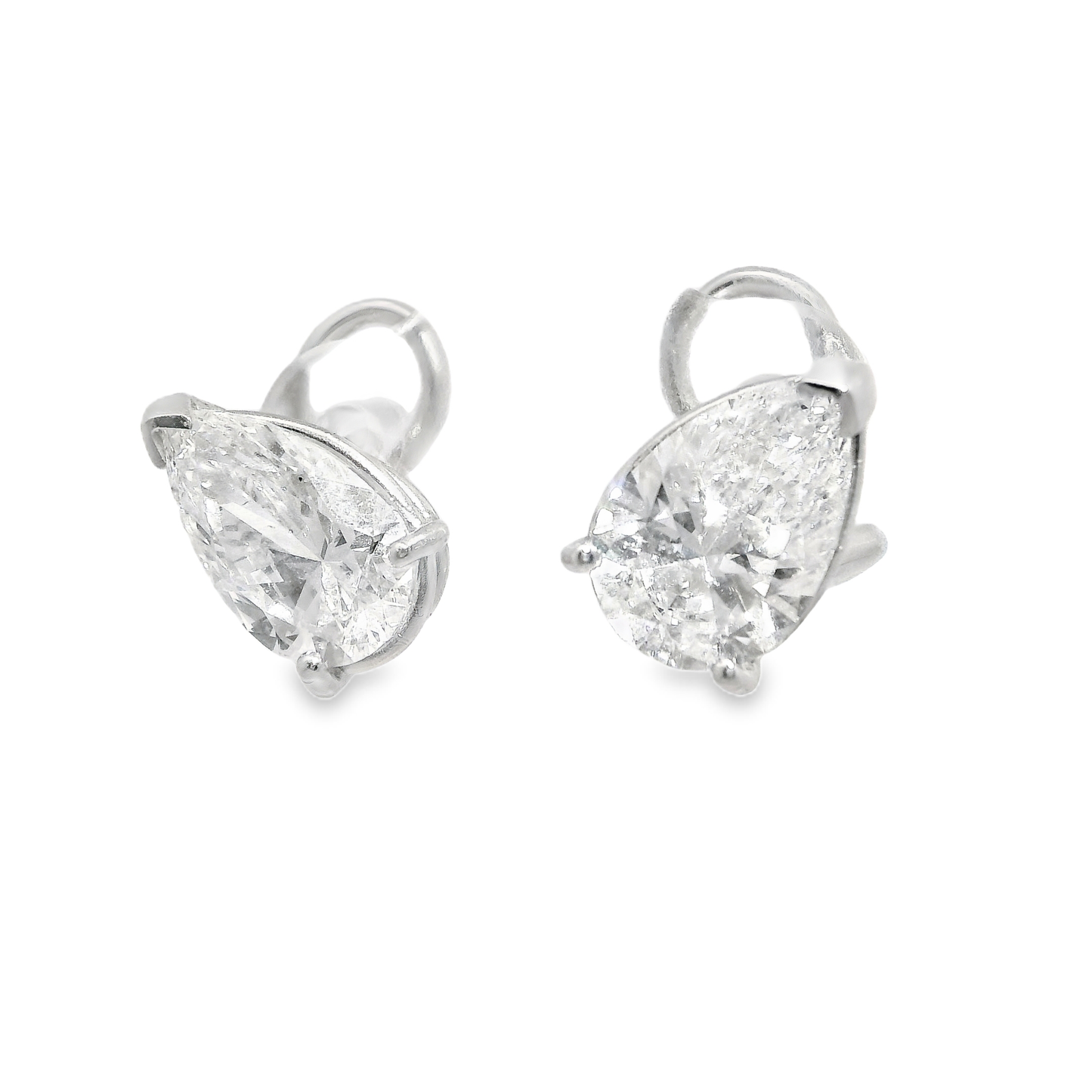 5.10CT Pear Shape Stud Earring 14k White Gold
