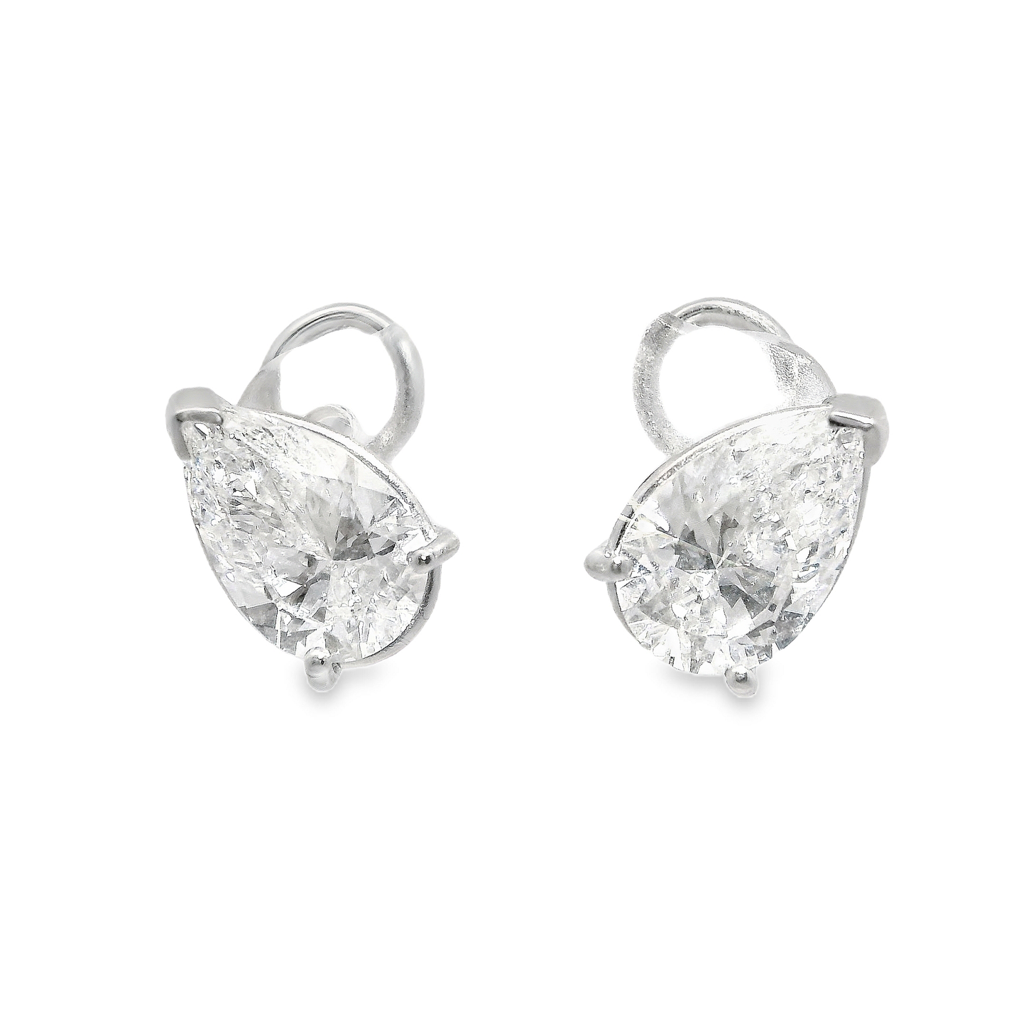 5.10CT Pear Shape Stud Earring 14k White Gold