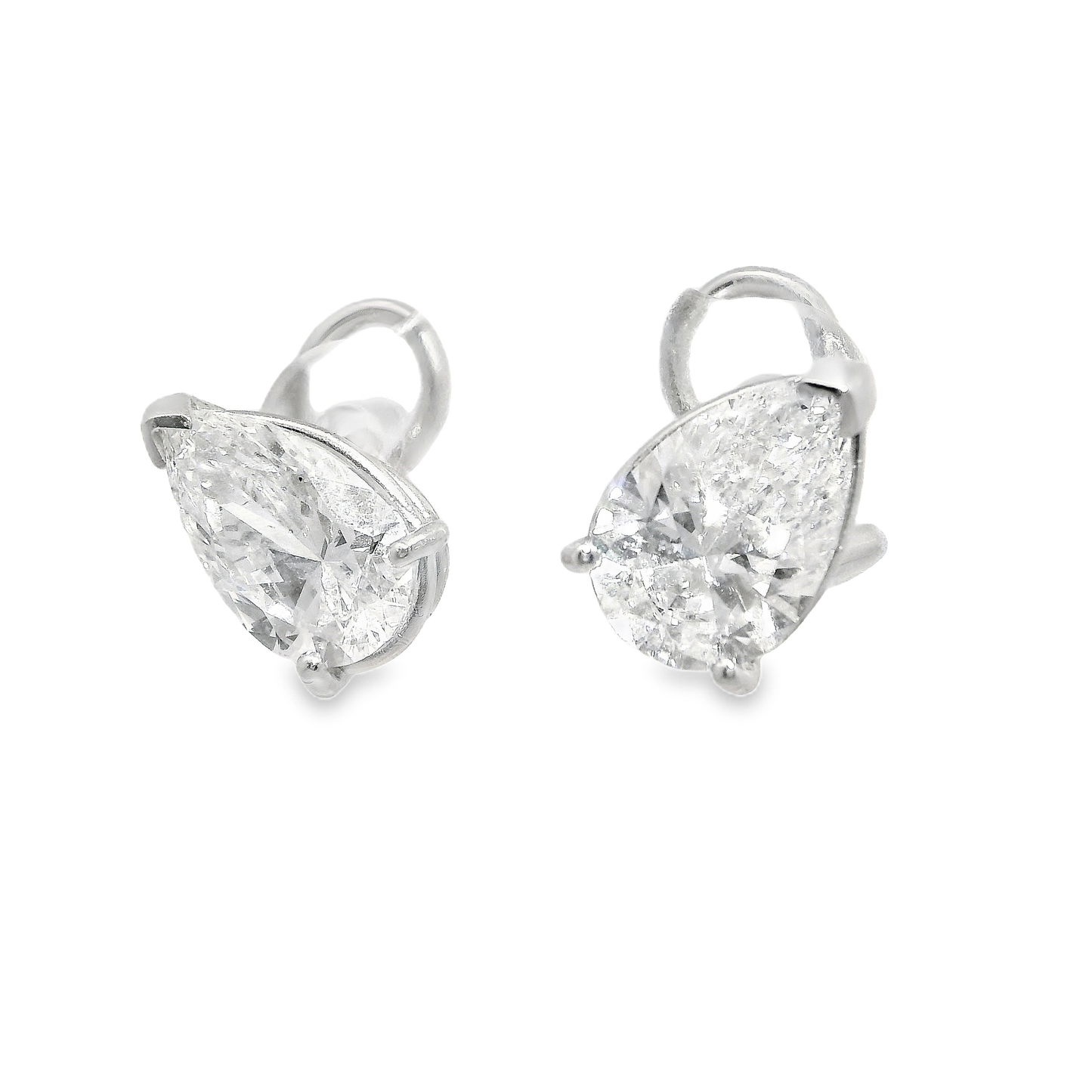 5.10CT Pear Shape Stud Earring 14k White Gold