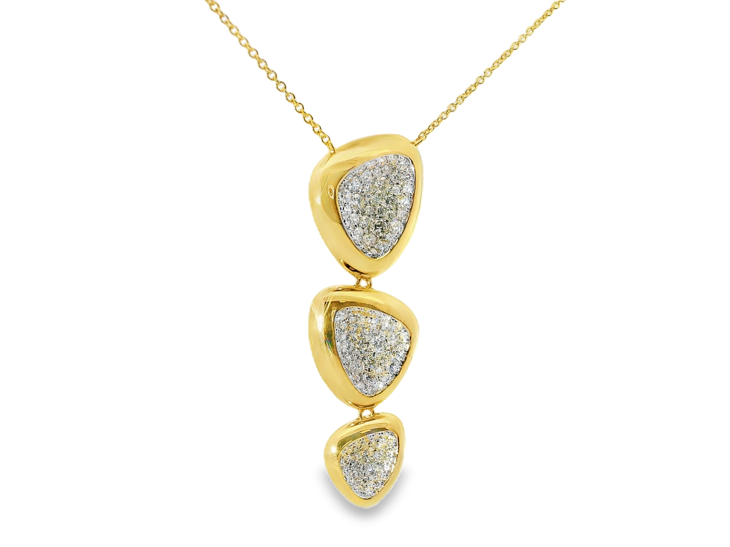 1.17CT Diamond Triangle Pendant 14k Yellow Gold
