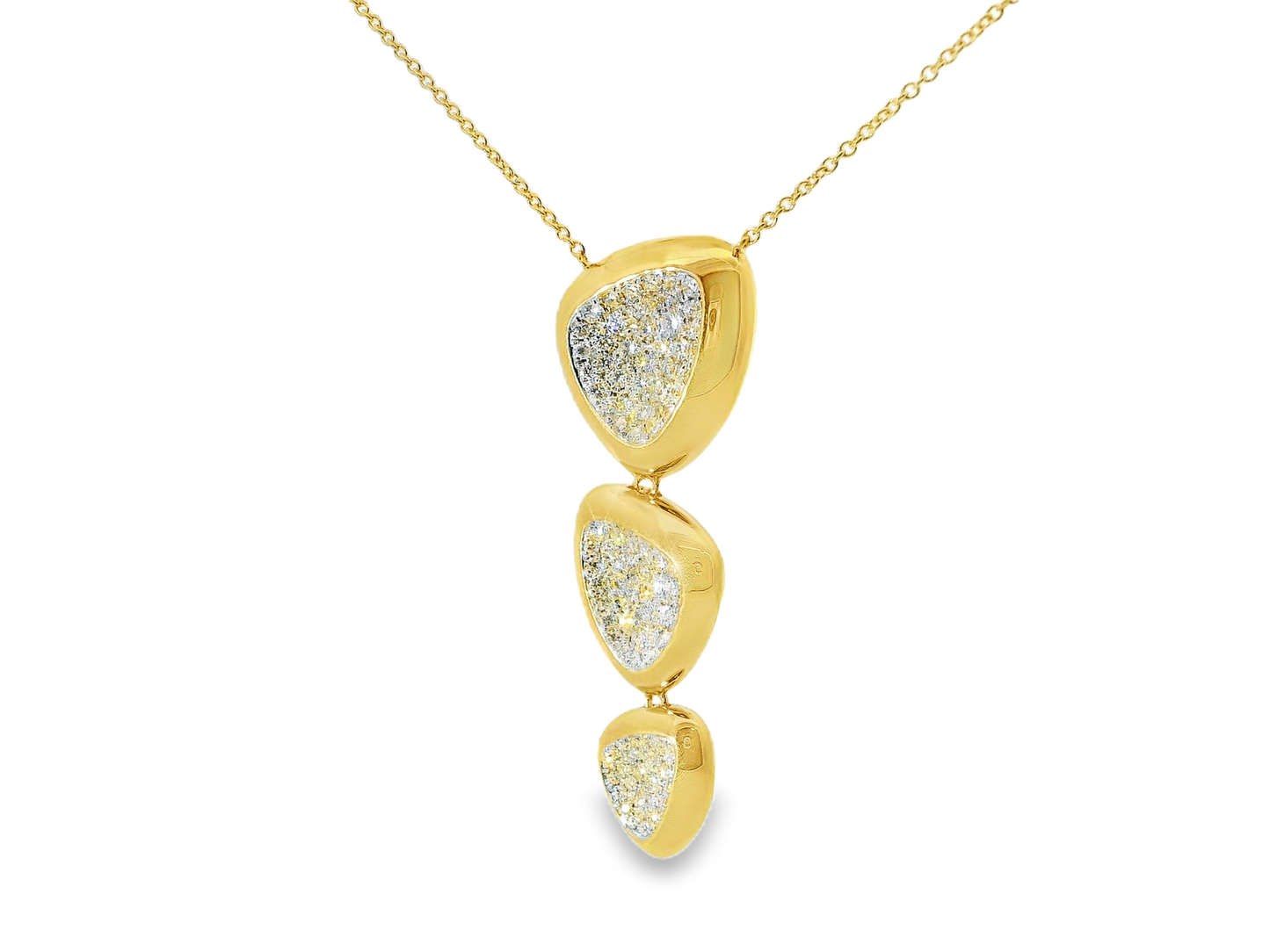 1.17CT Diamond Triangle Pendant 14k Yellow Gold