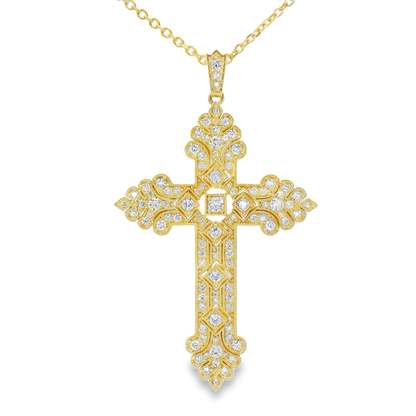 0.96CT Diamond Cross Pendant 14k Gold