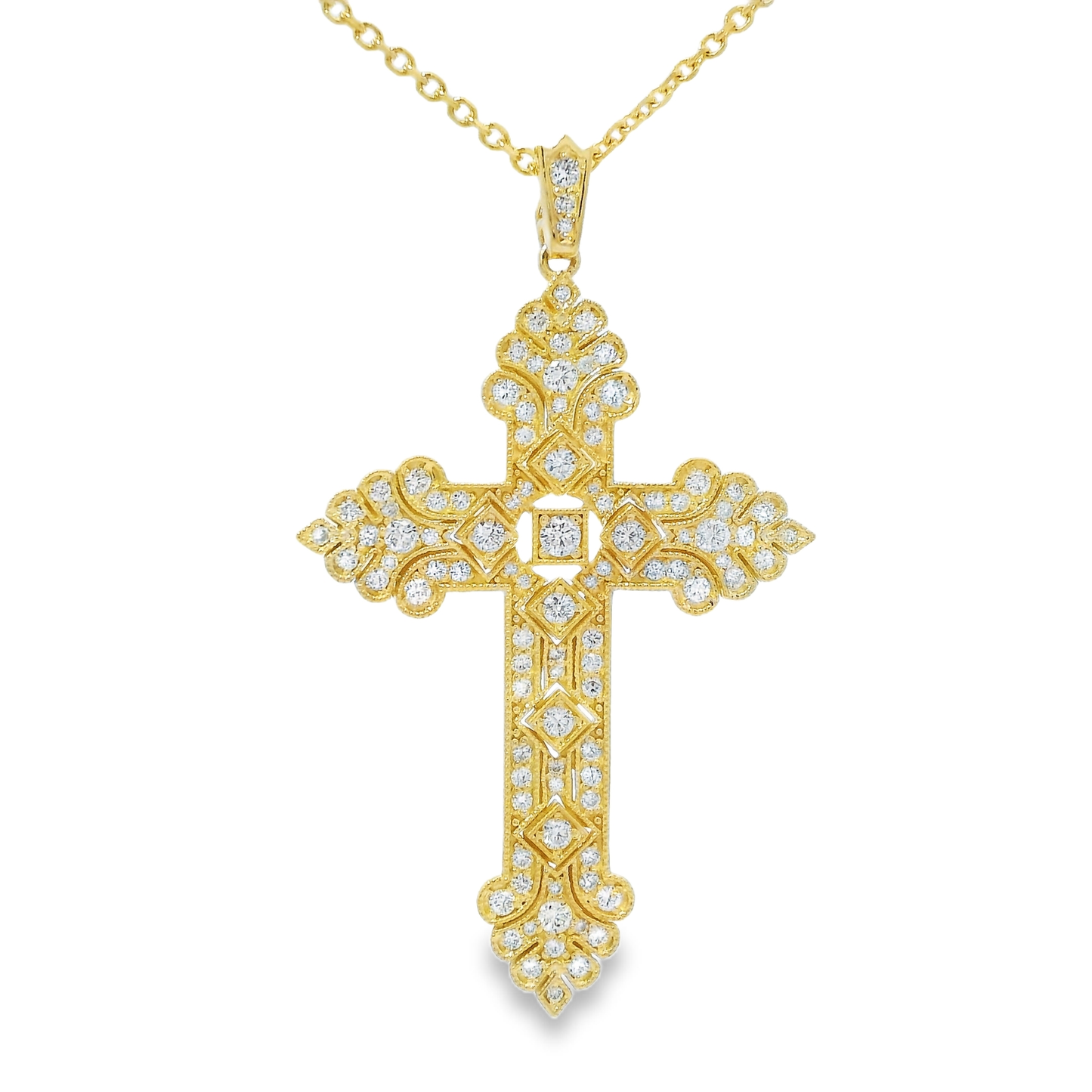 0.96CT Diamond Cross Pendant 14k Gold