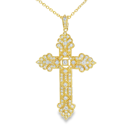 0.96CT Diamond Cross Pendant 14k Gold