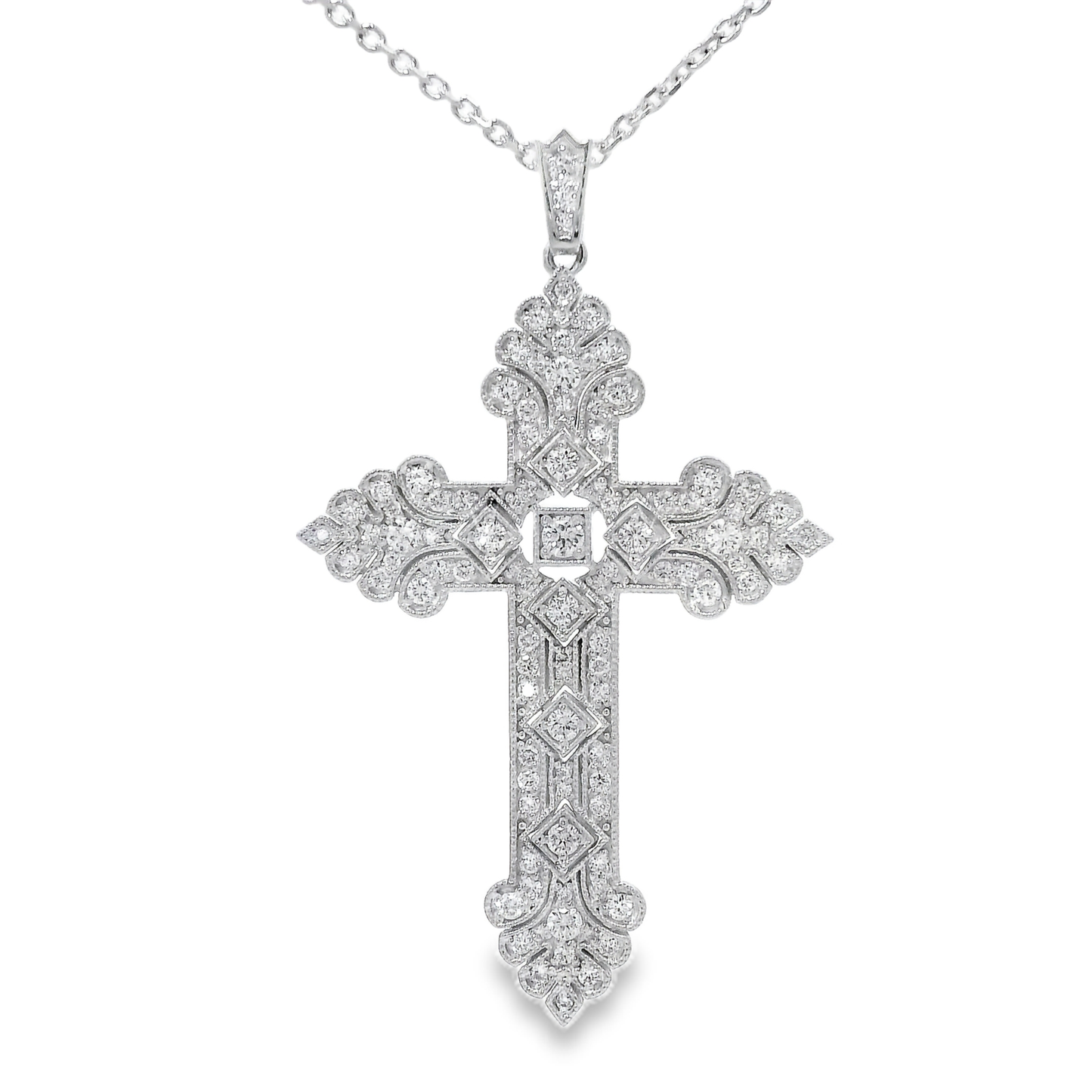 0.96CT Diamond Cross Pendant 14k Gold