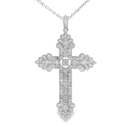0.96CT Diamond Cross Pendant 14k Gold