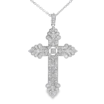 0.96CT Diamond Cross Pendant 14k Gold