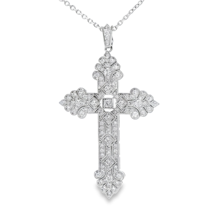 0.96CT Diamond Cross Pendant 14k Gold