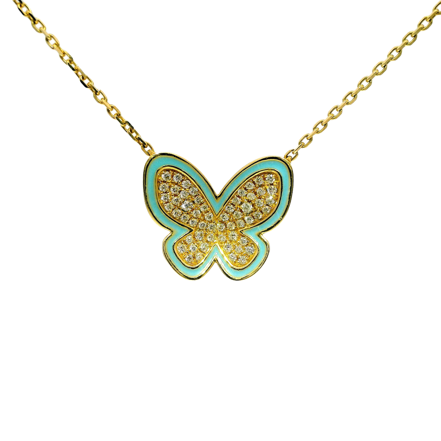 0.50 CT Studded Butterfly Pendant 14K Gold