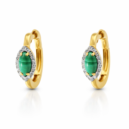0.12CT Malachite 14k Yellow gold Earring
