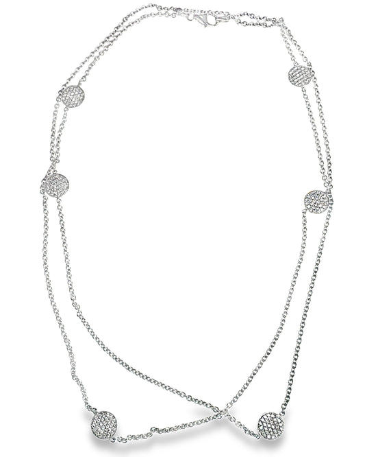 3.22CT Diamond Necklace 14k White Gold