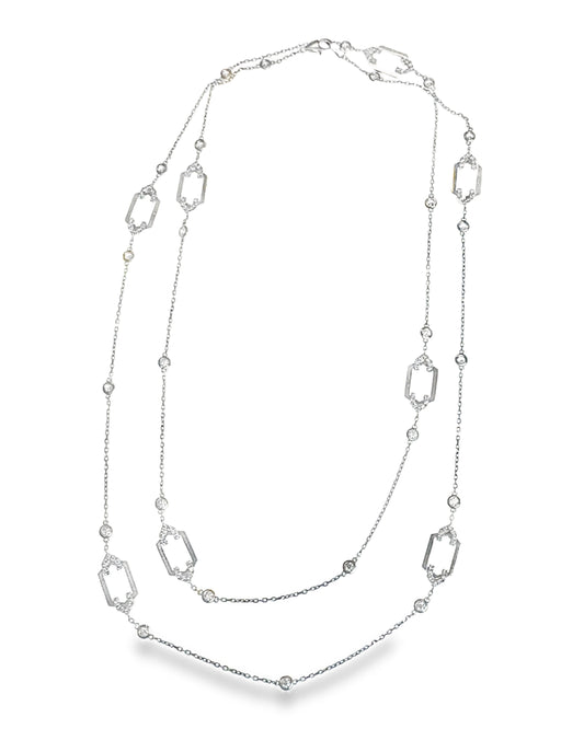 3.26CT Diamond Necklace 14k White Gold