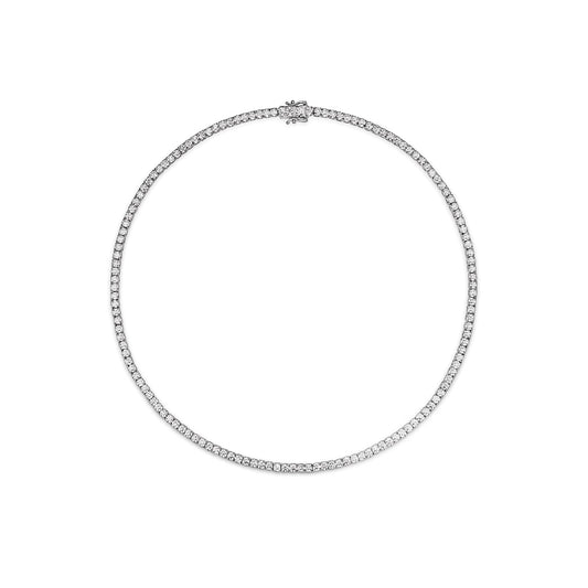 14.71CT 4 Prong Diamond Tennis Necklace 14k White Gold