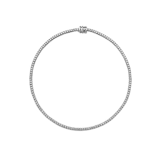 6.13CT 4 Prong Diamond Tennis Necklace 14k White Gold