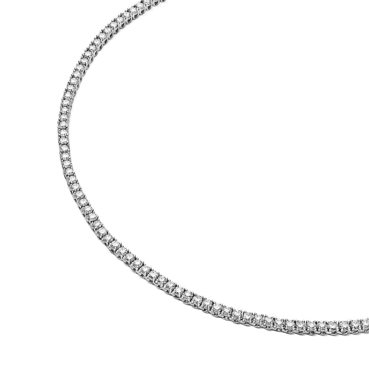 7.07CT 4 Prong Diamond Tennis Necklace 14k White Gold