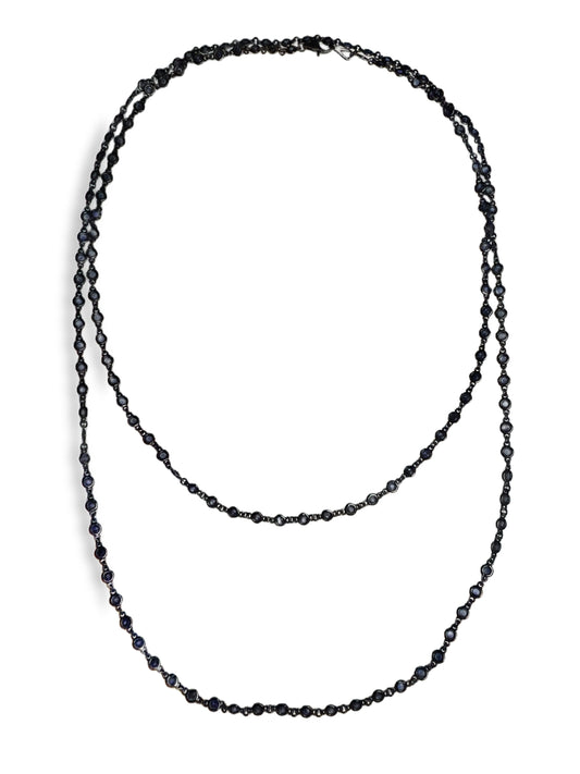 6.46CT Blue Sapphire Necklace 14k White Gold