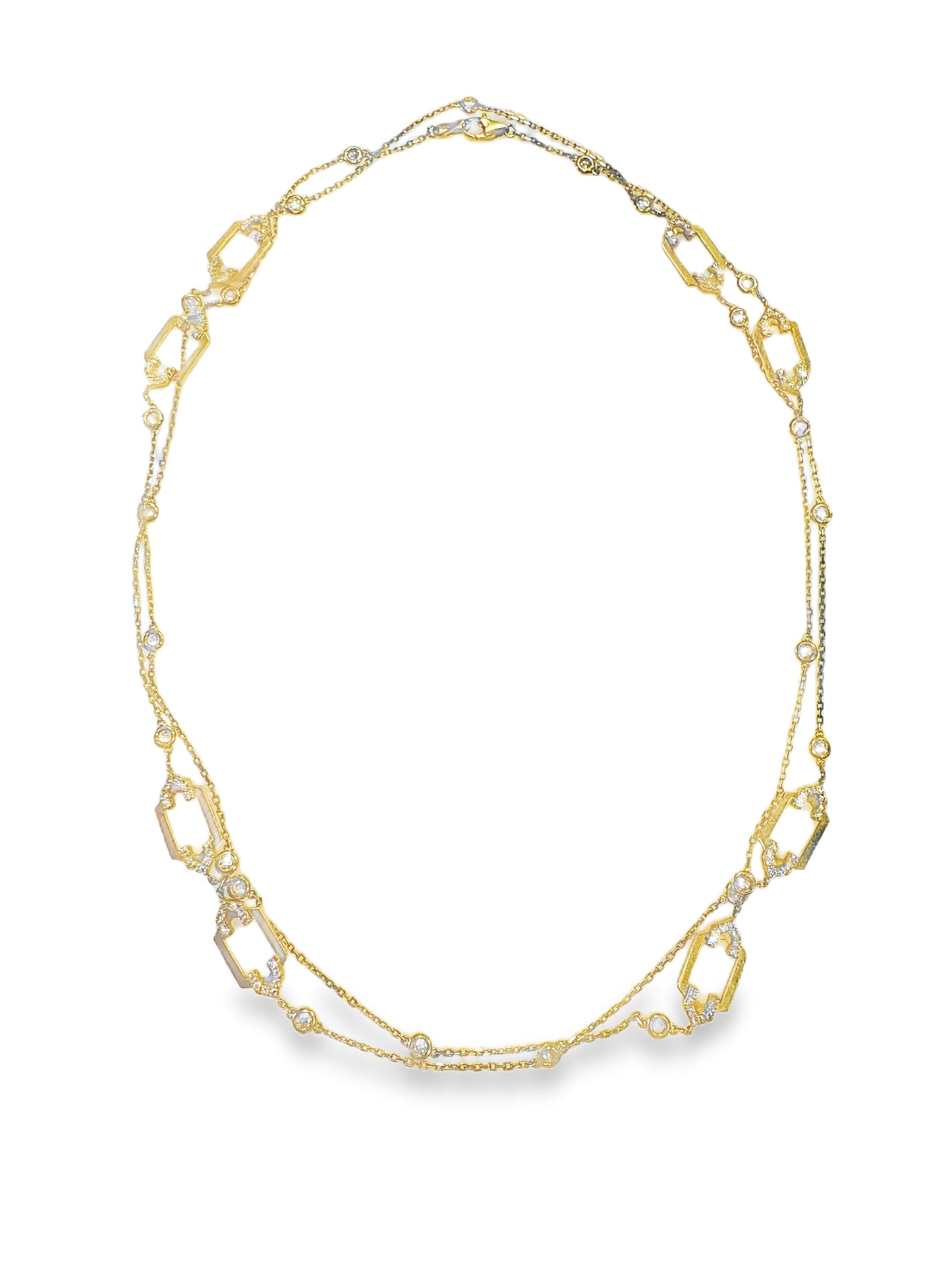 3.26CT Diamond Necklace 14k Yellow Gold