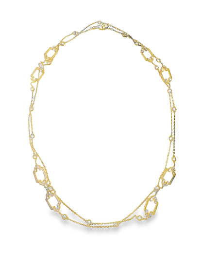 3.26CT Diamond Necklace 14k Yellow Gold