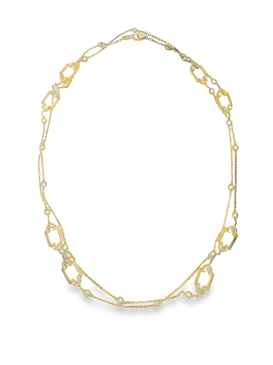 3.26CT Diamond Necklace 14k Yellow Gold