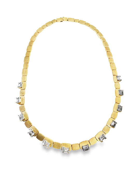 6.20CT Lab Diamond Necklace 14k Yellow Gold