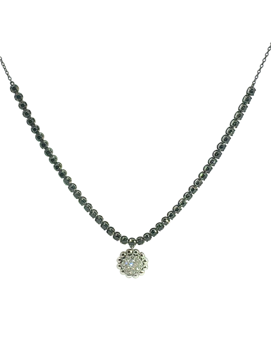 1.10CT Diamond 4.14CT Black Diamond Pendant 18k white Gold