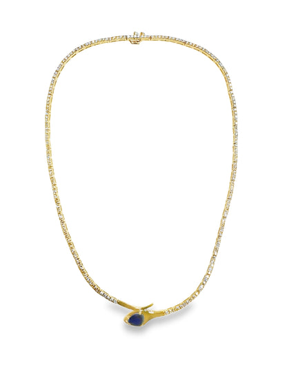 4.51CT Diamond 1.58CT Blue Sapphire Lab Certified Stone 14k Yellow Gold