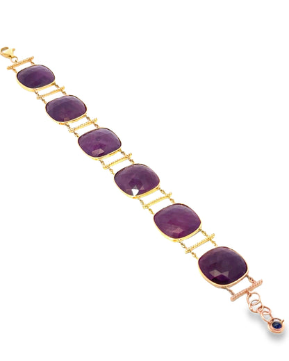 0.50CT Diamond with Ruby 14k Yellow Gold Bracelet