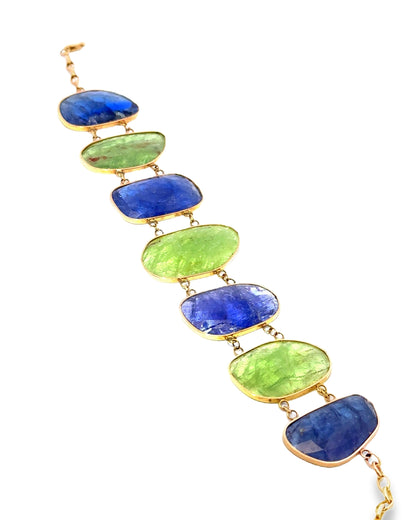 Tanzanite & Kyanite 14k Yellow Gold Bracelet