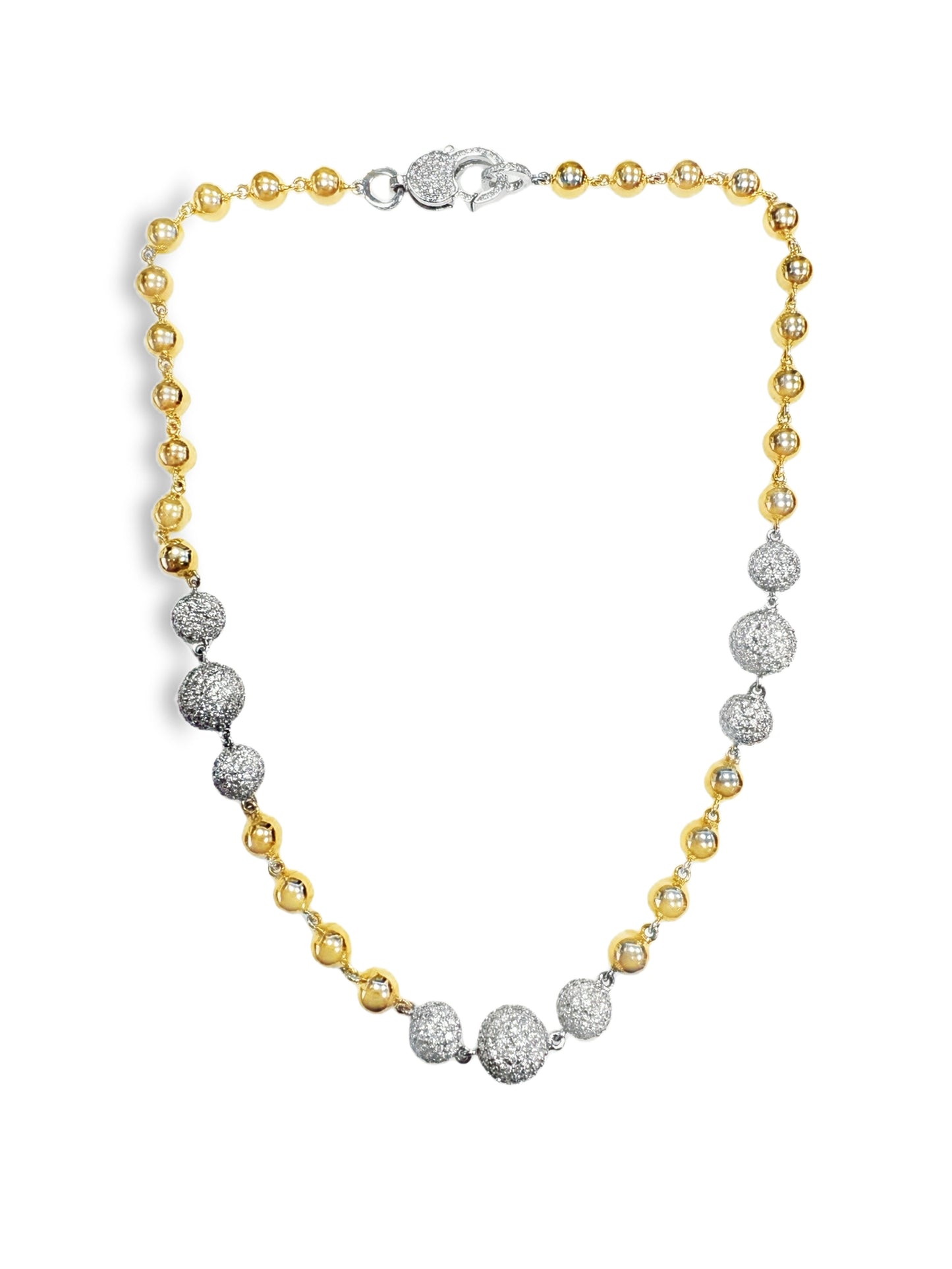 11.50CT Diamond Plain Gold Ball Necklace 14k Yellow Gold