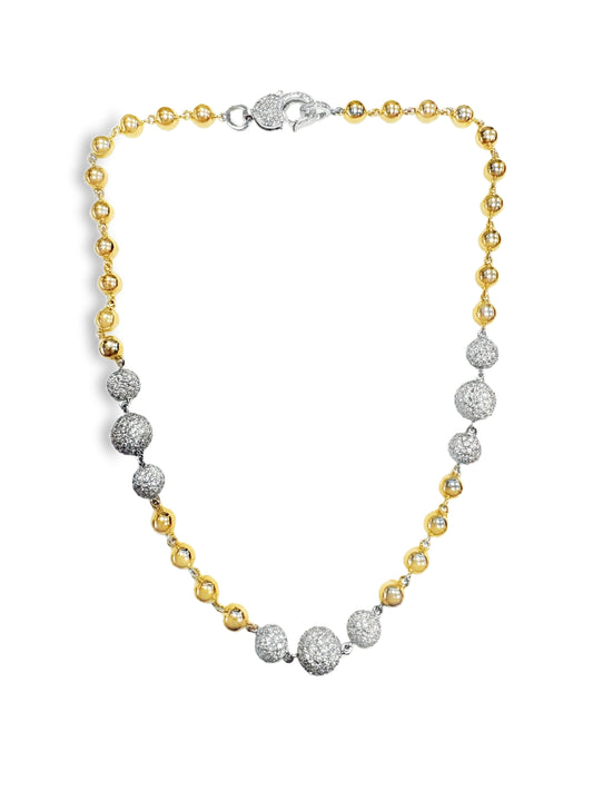 11.50CT Diamond Plain Gold Ball Necklace 14k Yellow Gold