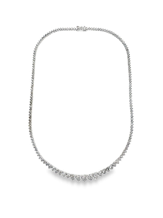7Ct Diamond Graduated Tennis Necklace 14K White Gold